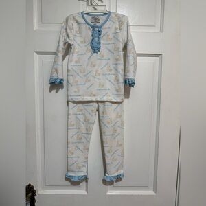 24 Months Christmas Carol Pajamas Girls Blue Ruffle Lyrics Nativity Scene